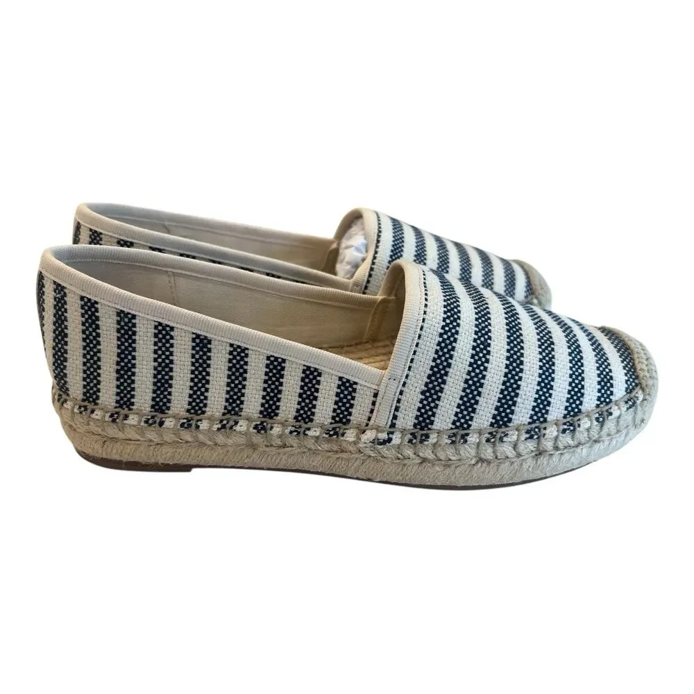 J.Crew Striped Canvas Espadrille Flats Navy White Women’s 6.5 NWT